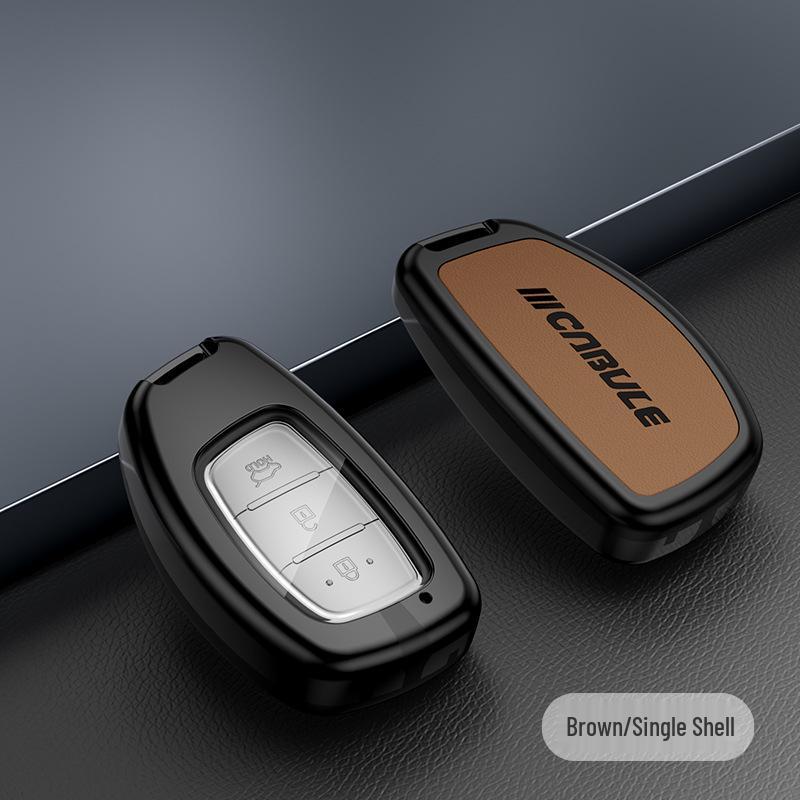 Bilnyckelskydd för Beijing Hyundai Mistra, Elantra, ix35, Festa, ix25 - Metall-läderväska med spänne.