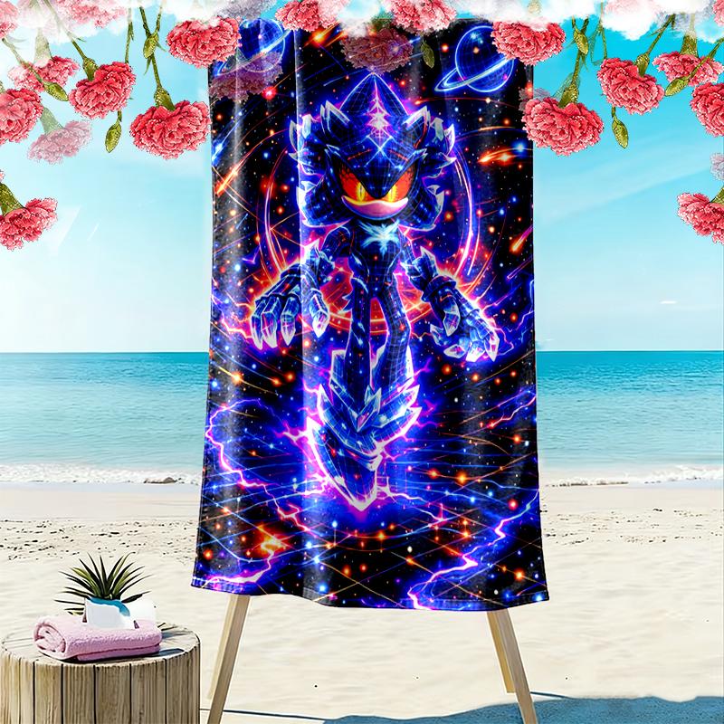 1pc SONIC Beach Towel, A Vibrant Beach Towel Suitable for Outdoor Activities, Camping, Hiking