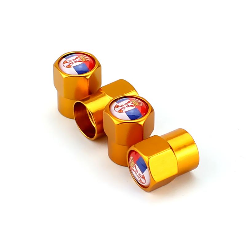 4PCS Serbia Flag Car Wheel Tire Valve Caps Tyre Stem For Volvo Skoda BMW Subaru Toyota Honda Volkswagen Ford Hyundai Nissan