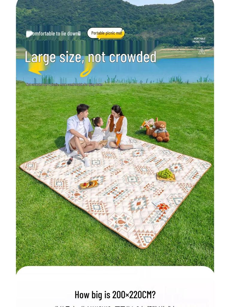 Waterproof Aluminum Foil Picnic Mat: Thick, Moisture-Proof, Foldable, Portable, Ideal for Camping and Outdoors