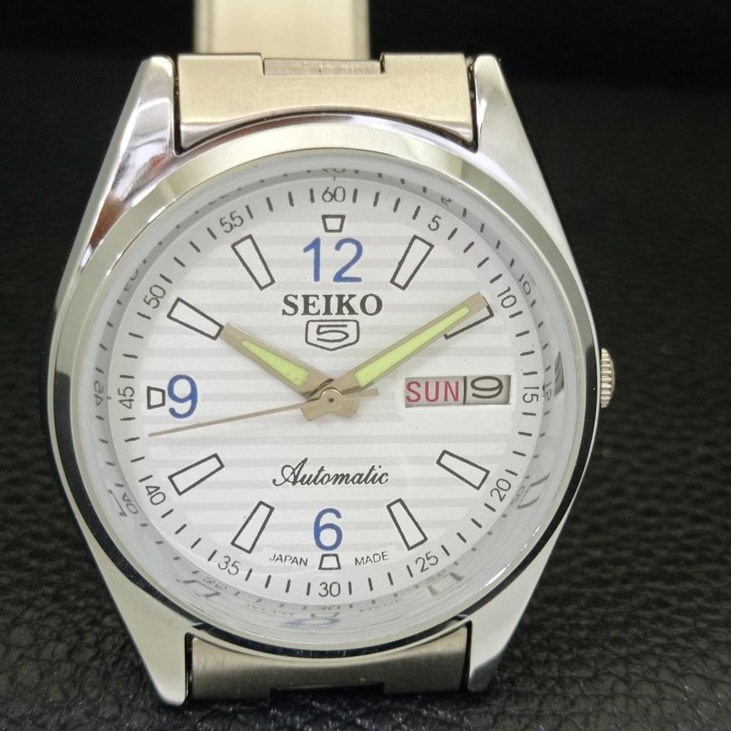 RARE REFURBISHED SEIKO 5 AUTOMATIC JAPAN MENS WHITE COLOR DIAL WATCH A500163-2 R151a-a500163