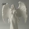 Angel Shape Ornament 3D Printed Girl White Winged Statue Artistic Sculpture Home Office Living Room Desktop Decoration Lifelike Figure