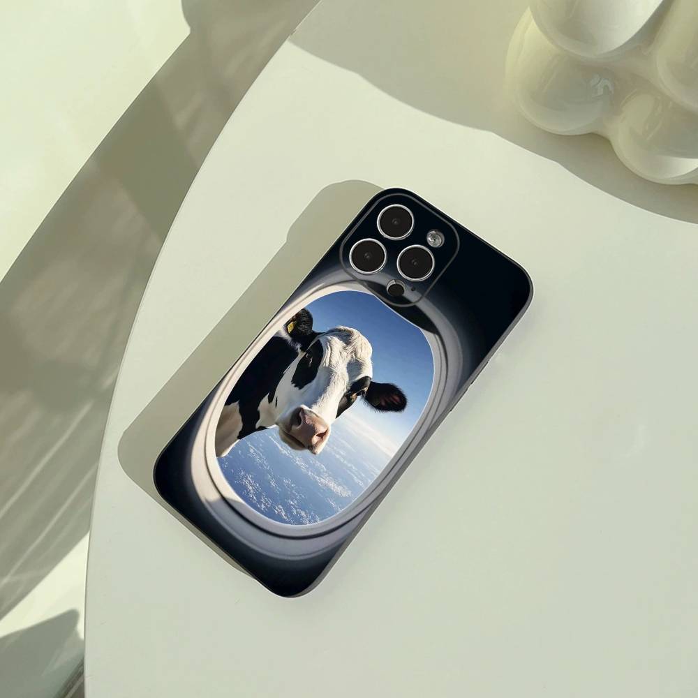 Cute and funny cow  Phone Case For iPhone 17,16,15,14,13,12,11 Pro Max,16Plus,XS Soft Black Cover