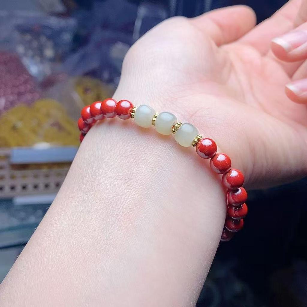Unisex Imperial Jasper & Hetian Jade Bracelet: Simple, Versatile, Fashionable, Exquisite