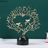 Creative Metal Coral Tree Sculpture Modern Crafts Desk Decoration Ornaments Coral Statue Marble Base Room Aesthetics Decor