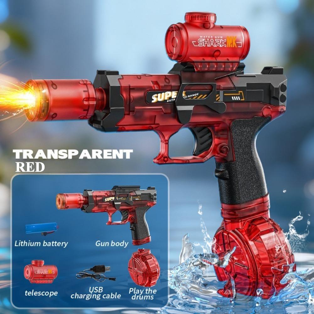 Electric Gatling Water Gun Toy Can AI Voice Control High Pressure Water Pistol Summer Outdoor Shooting Games for Boys Kids Gifts красный