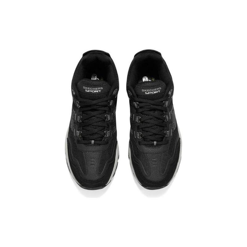 Skechers Vigor 2.0 Men Mesh Leather Comfort Low Top Casual Shoes Charcoal Black 237067-BKCC