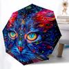 1pc Psychedelic Cat Automatic Open/Close Umbrella with Folding Feature Compact Travel Umbrella, Lightweight Design, for Commuting, Business025