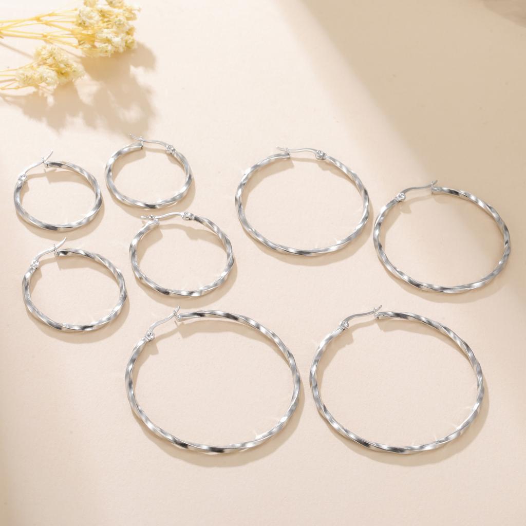Cazador Geometric Hoop Earrings Women 28-54MM Real Gold Plated Stainless Steel Earrings Trend 2026 Jewelry Party Birthday Gift