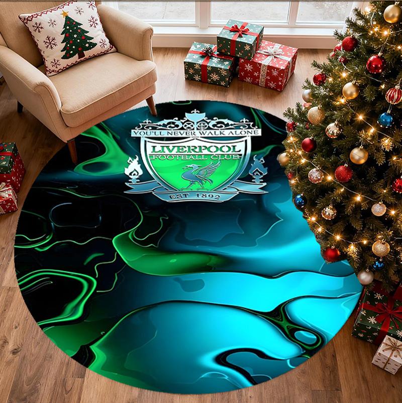 Liverpool F.C Pattern Round Rug, Indoor/Outdoor Mat, for Picnic, Gameroom, Bedroom, Office, Living Room, Home Decor Carpet, Birthday Gift