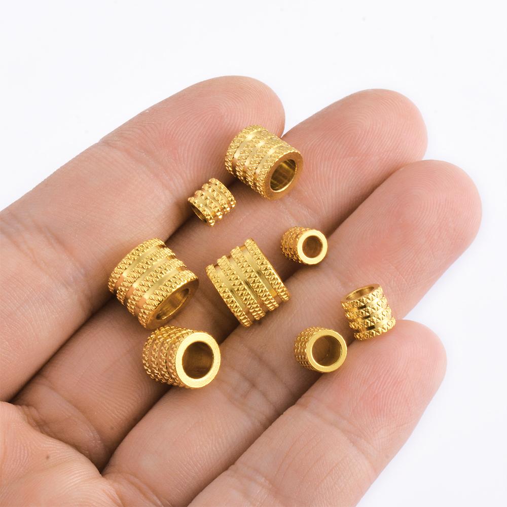 Wholesale 10pcs/lot Gold Stainless Steel Gear Spacer Loose Beads Charms for DIY Jewelry Making Bracelet Necklace with Big Holes