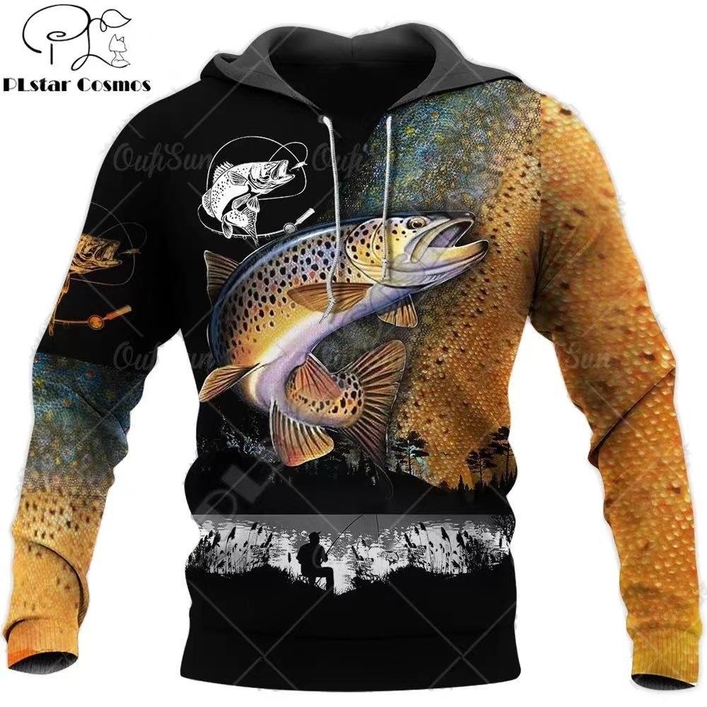 Sweat à capuche unisexe avec impression numérique 3D Motif pêcheur Luya pull de sport d'extérieur
