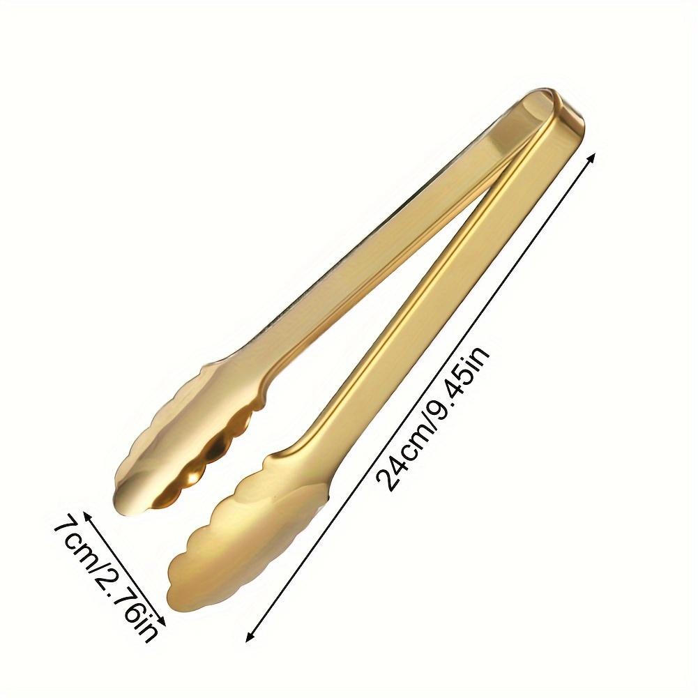 1pcs Champagne Golden Stainless Steel Serving Tongs, Easy Grip - Perfect for Buffet & Parties