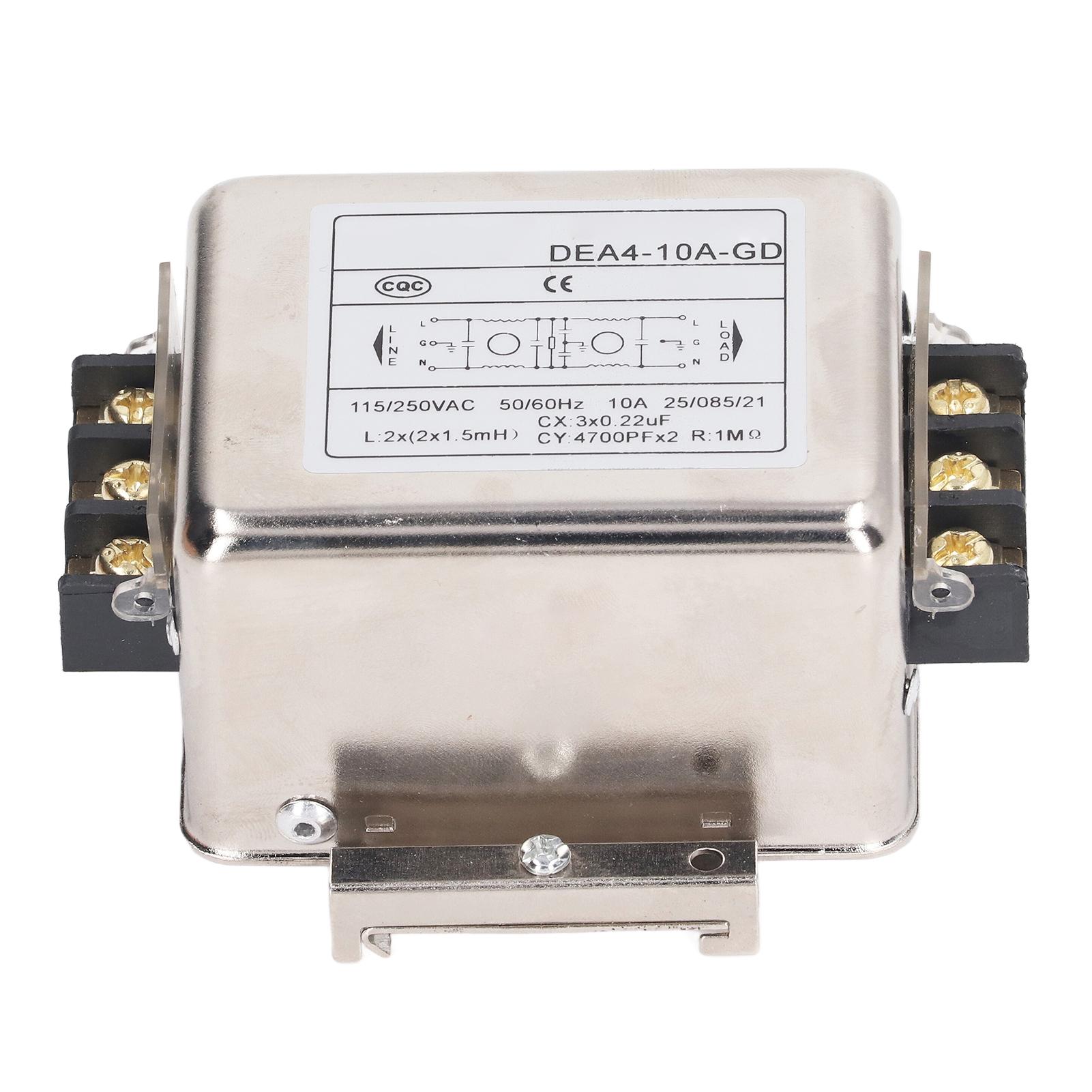 

EMI Filter 10A Anti Interference Noise Filtration 35mm Rail Installation Single Phase Power Filter