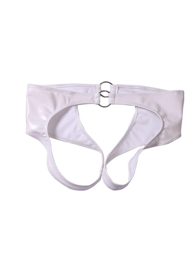 Elastic Latex Pvc Low-Rise G-String Oil Shiny Sexy Micro Thong T-Back Pu Faux Leather Sexy Brifes Gay Wear Plus Size Open Crotch