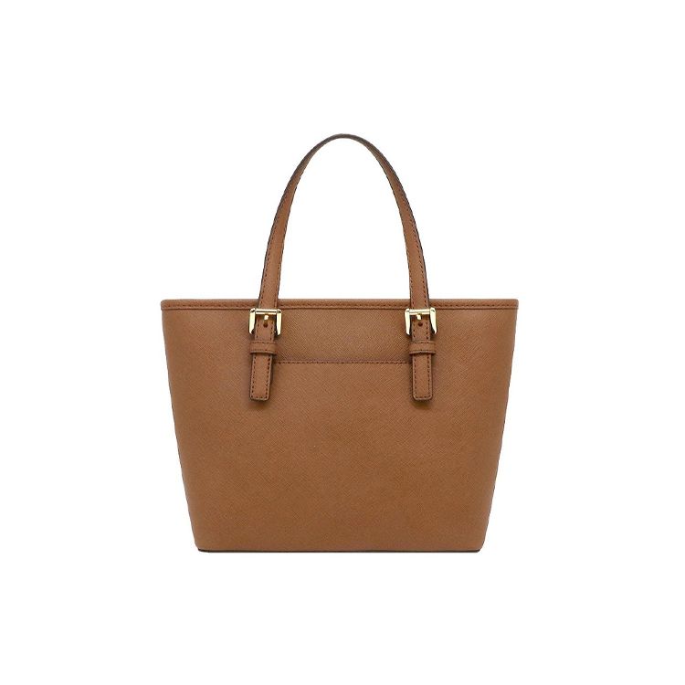 Michael Kors Mk Jet Set Solid Simple Logo Decor Leather Tote Bag Shopping Bag Shoulder Bag Handbag Small Women Tote Caramel-Brown 35T9GTVT0L-LUGGAGE