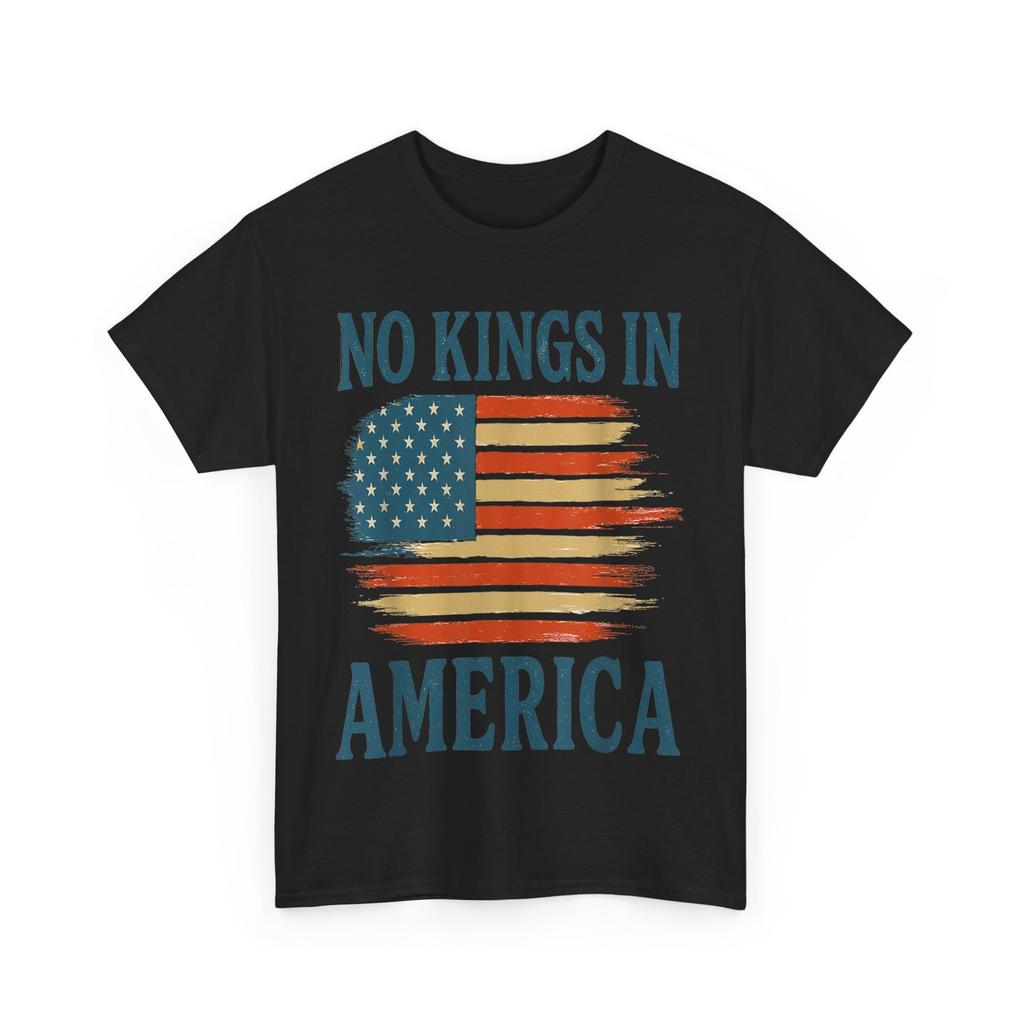 No Kings in America USA Flag Shirt, Freedom Patriotic Women Men T-Shirt