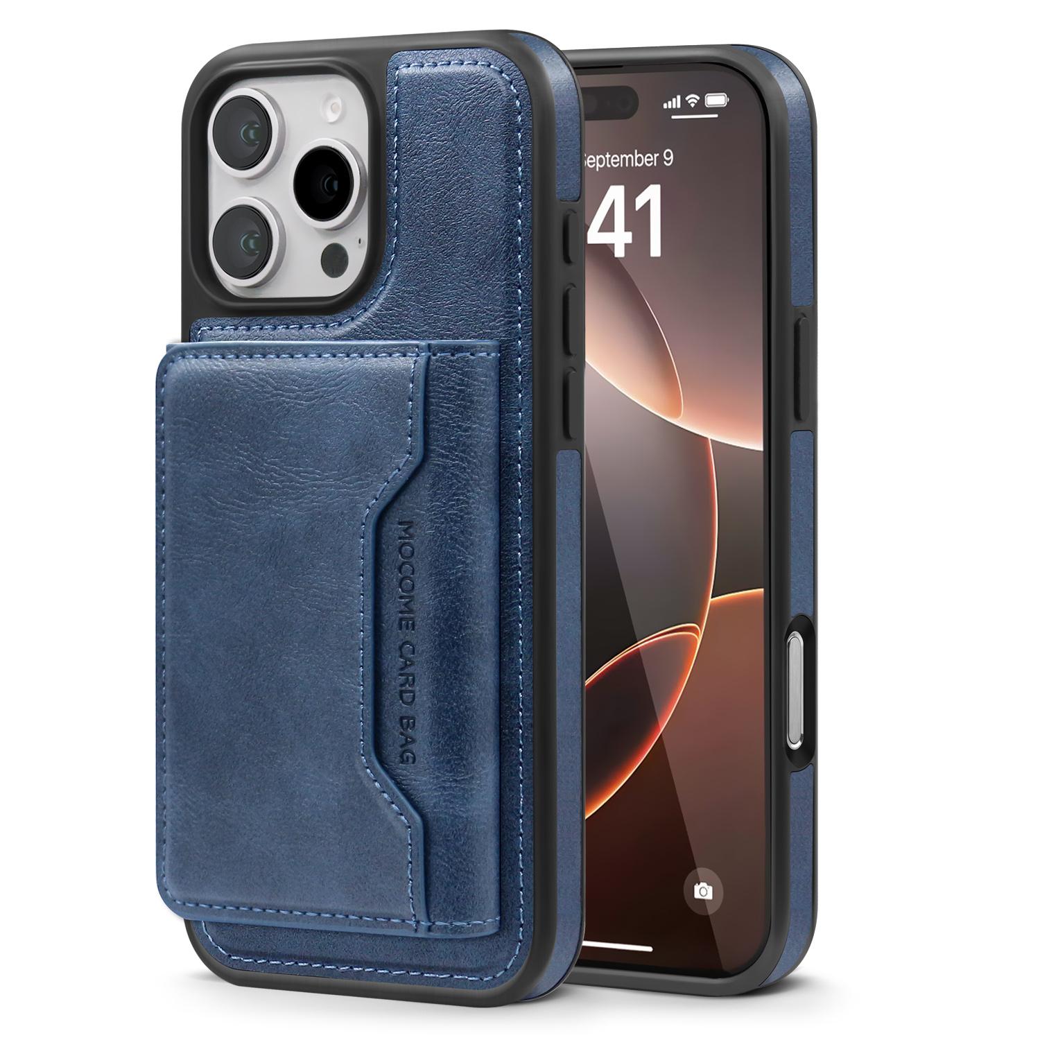 

Съемный кожаный чехол-кошелек 2-в-1 с магнитной подставкой и держателем для карт для iPhone 16 Pro Max 15 14 13 Plus iPhone 13 темно-синий