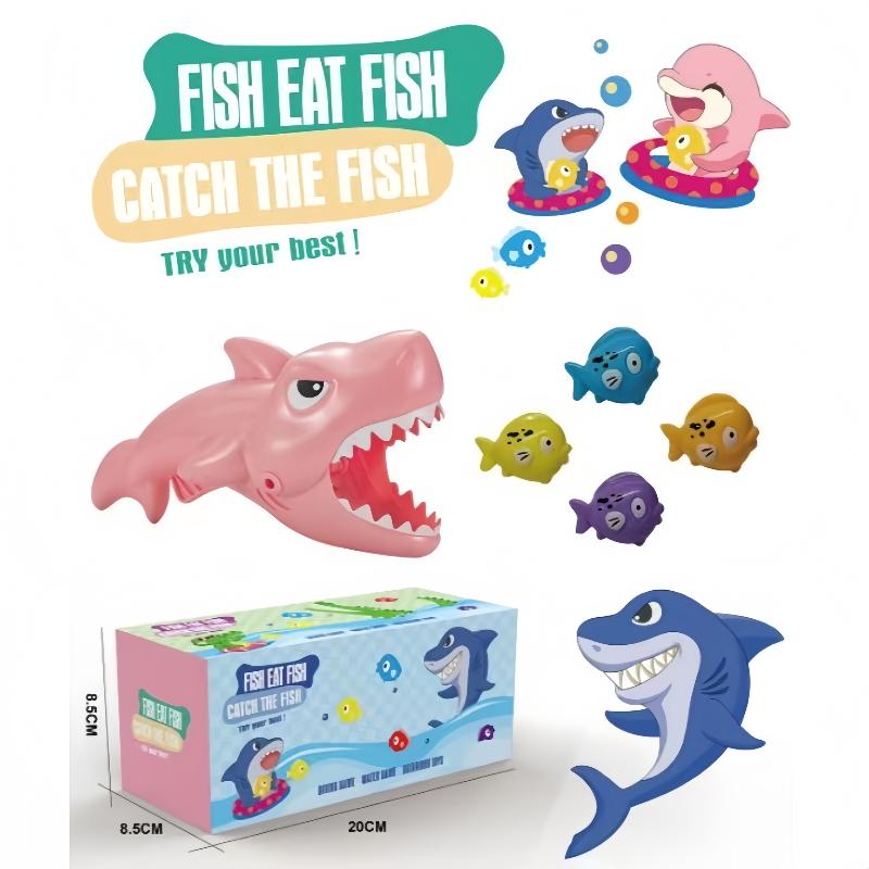 5Pcs Big Shark Eats Small Fish Water Play Toy Interactive Bath Fun Feeding Toys Bath Water Play Set Ideal Gift For Children