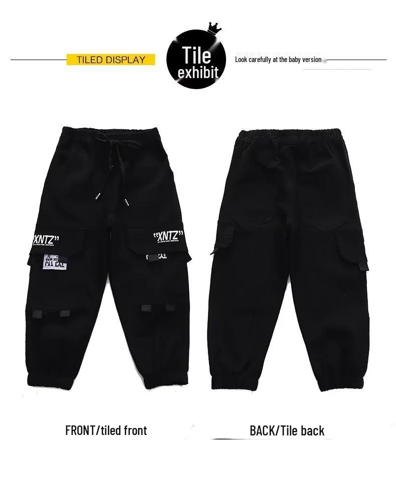 Spring & Autumn Boys' Loose Trendy Overalls - Medium & Large Casual Pants for Students