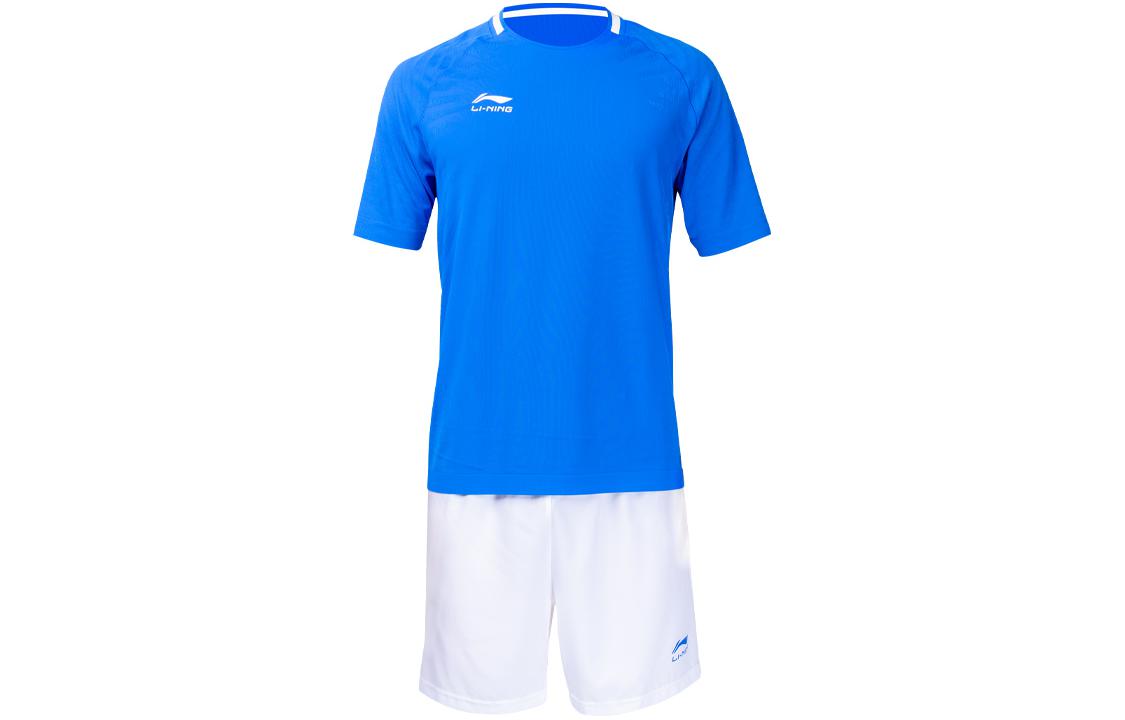Li Ning Soccer Jersey Sets Men s Crystal Blue/Standard White Moderate Straight Fit AATS037-2 S