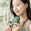 New Mini display neck fan Outdoor portable handheld creative usb charging small fan can stand on the desktop