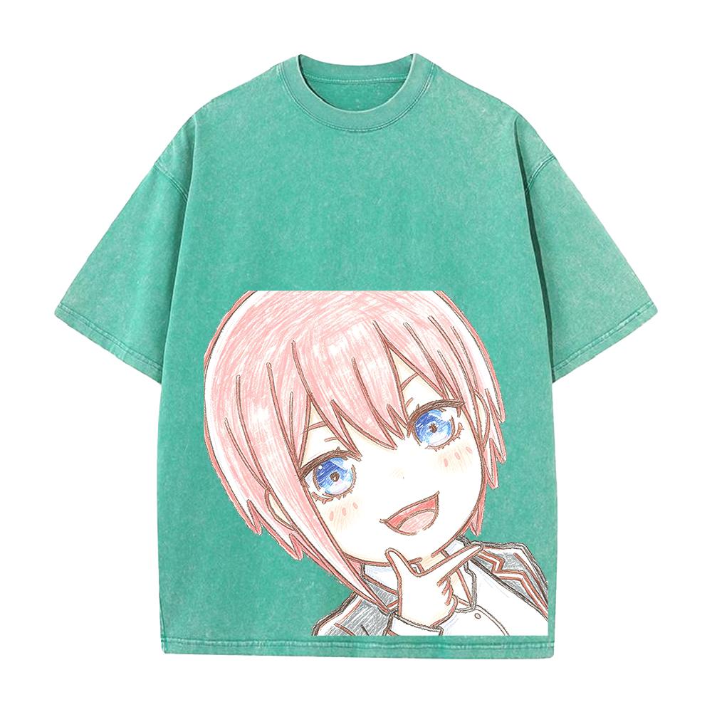 Hot Anime The Quintessential Quintuplets Ichika Cute Graphic Tee Men Women Washed Cotton Tshirt Casual T-shirt Vintage T Shirt