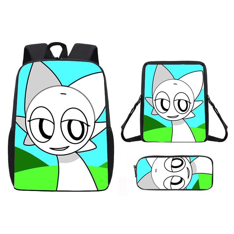 Incredibox Sprunki Pattern Backpack Shoulder Bag Pencil Case Three Set Piece