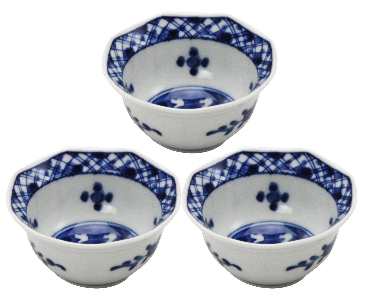 

Mino Ware Octagonal Delicacy Set of 3 Fukuno Lattice 139421(3)