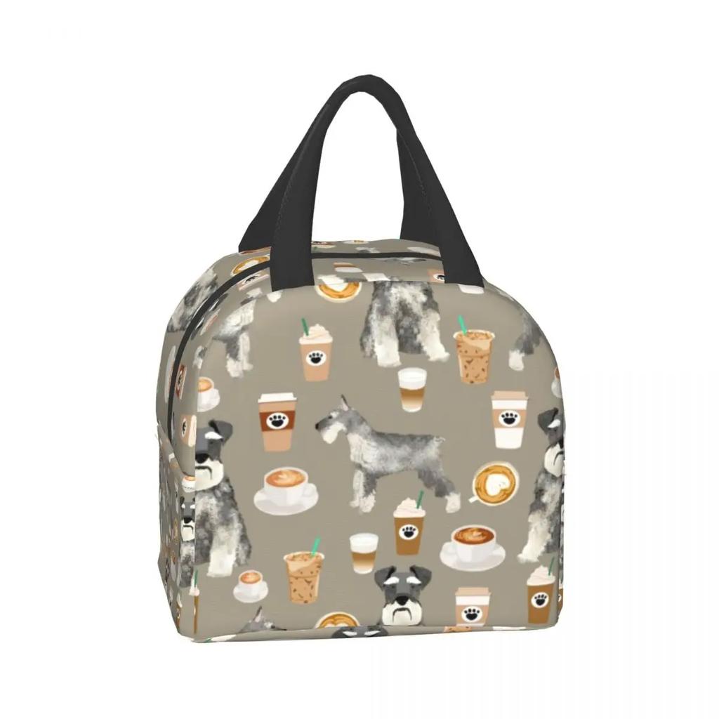 Schnauzer Coffee Dog Breed Pet Art Pure Breed Cafes Insulated Lunch Bag for Women Leakproof Cooler Thermal Bento Box