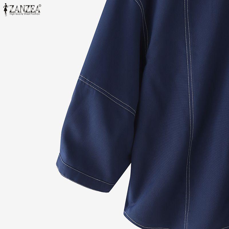 ZANZEA Women Daily Casual Round Neck Loose 3/4 Sleeve Blouse