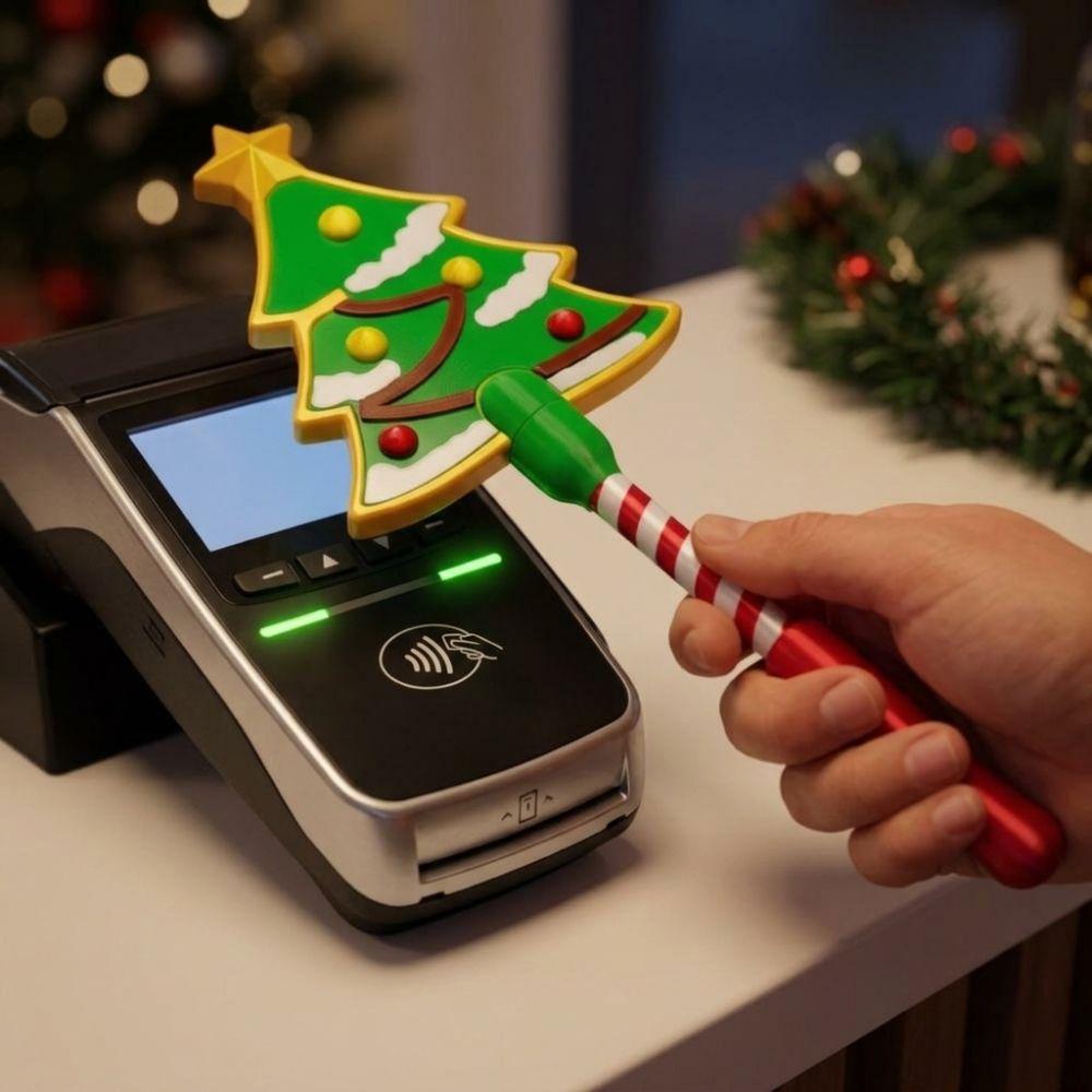 3D Printed Christmas Payment Magic Wand Non-Contact Xmas Credit Card Holder Checkout