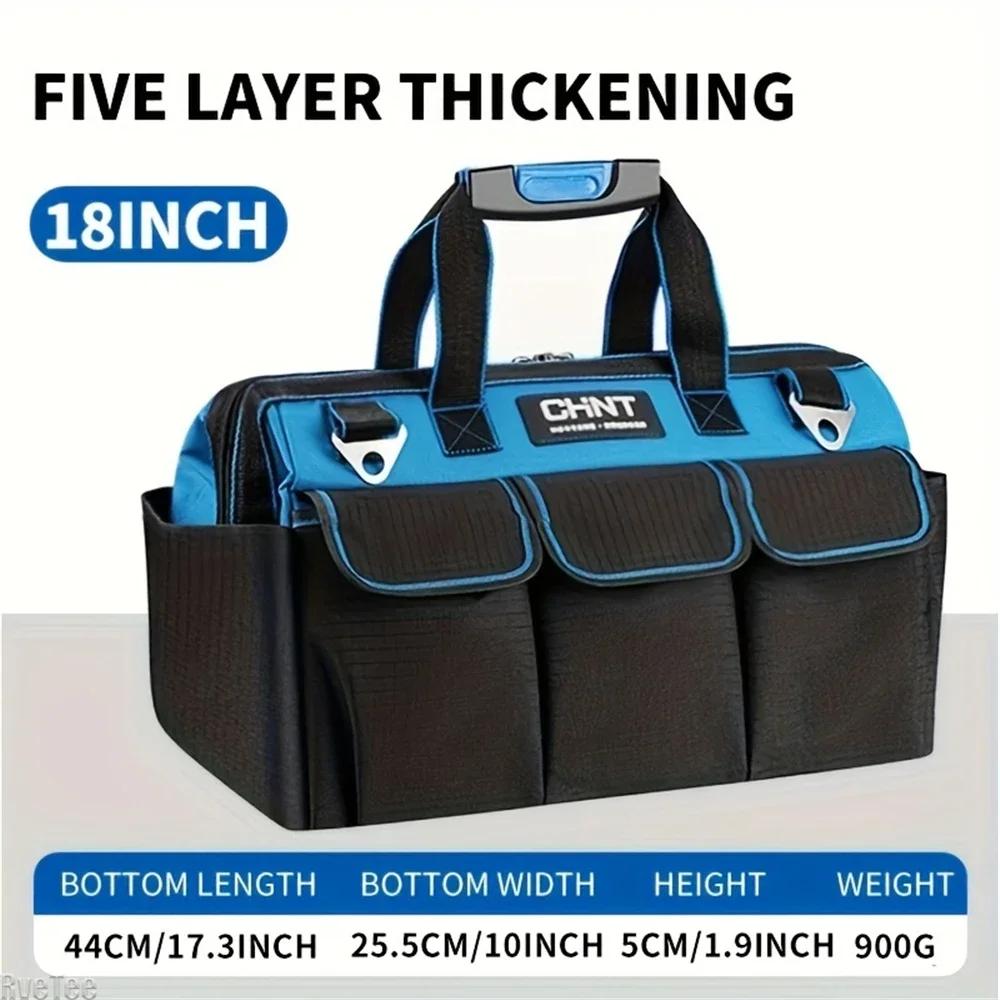 1680D Waterproof Tool Bag Oxford Cloth Handheld Wear Resistant Toolkit Portable for Electrician Carpenter Repair Installation