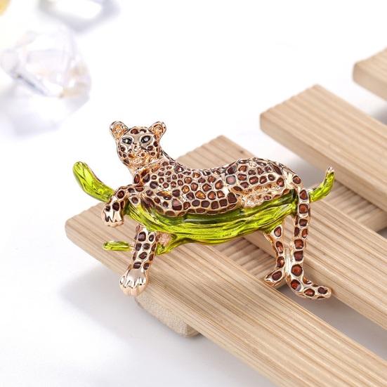 Yousheng Oil-dripping Leopard Brooch Elegant Animal Shape Sweater Cardigan Coat Business Suit Lapel Pin Fashion Jewelry Gift Clothing Accessories