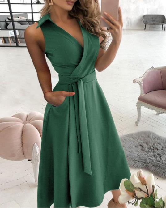 

Spring and summer long-sleeved V-neck printed hip-wrapped dress women s irregular design versatile XXL зелений