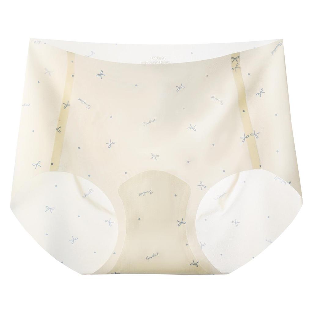 Ultra-thin Pastoral Ice Silk Seamless Quick-dry Underwear for Women - Antibacterial, Bare Feel, Summer Style with Print Design.