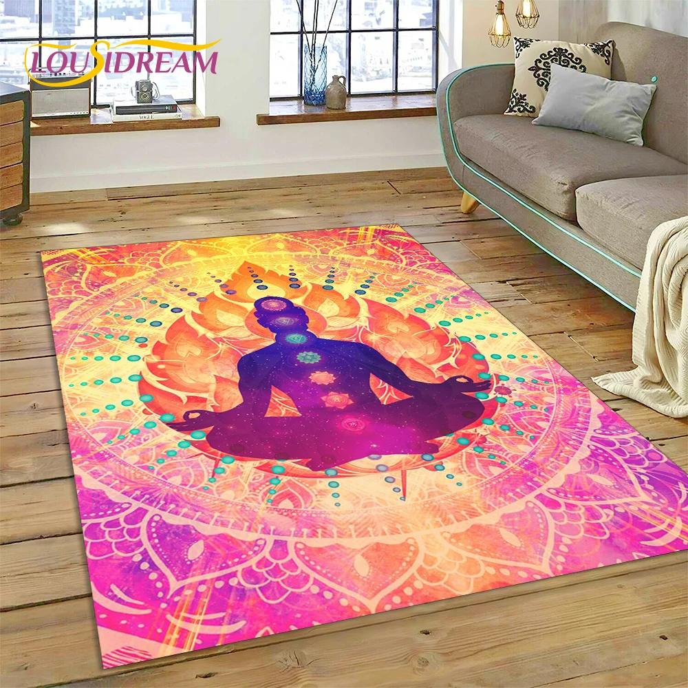 3D Yoga Meditation Rainbow 7 Chakra Carpet Rug for Bedroom Living Room Home Sofa Decoration,Children Game Large Decor Floor Mat