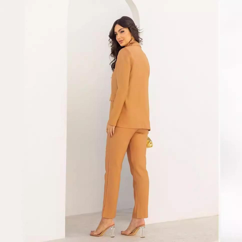 2024 Autumn Women's High-end Solid Color Commuter Suit & Long Pants Two-piece Set