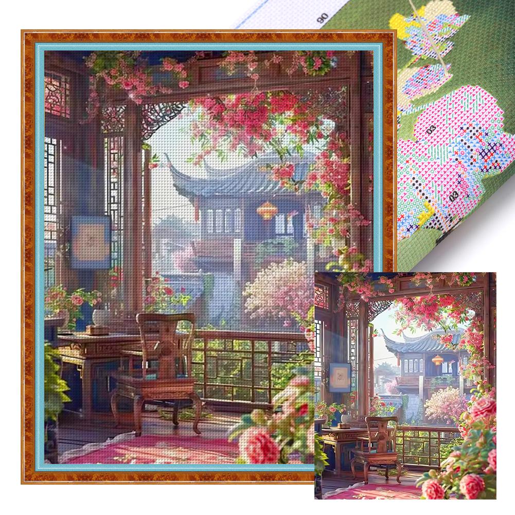 Full Embroidery Eco-cotton Thread 11CT Printed Scenery Cross Stitch Kit Art
