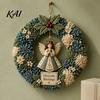 Tree Poke Art Wreath DIY Christmas Kit, 3D Fabric Santa Snowman Elk Xmas Party Set, Holiday Front Door Decor Crafts Beginner Friendly