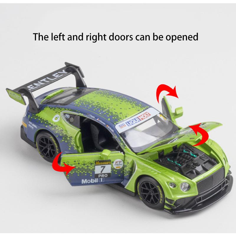 Model auta Bentley Continental GT3 v měřítku 1/32, stahovací autíčko se zvukem a světlem pro děti Batole Kluci Dívčí Dárková kolekce