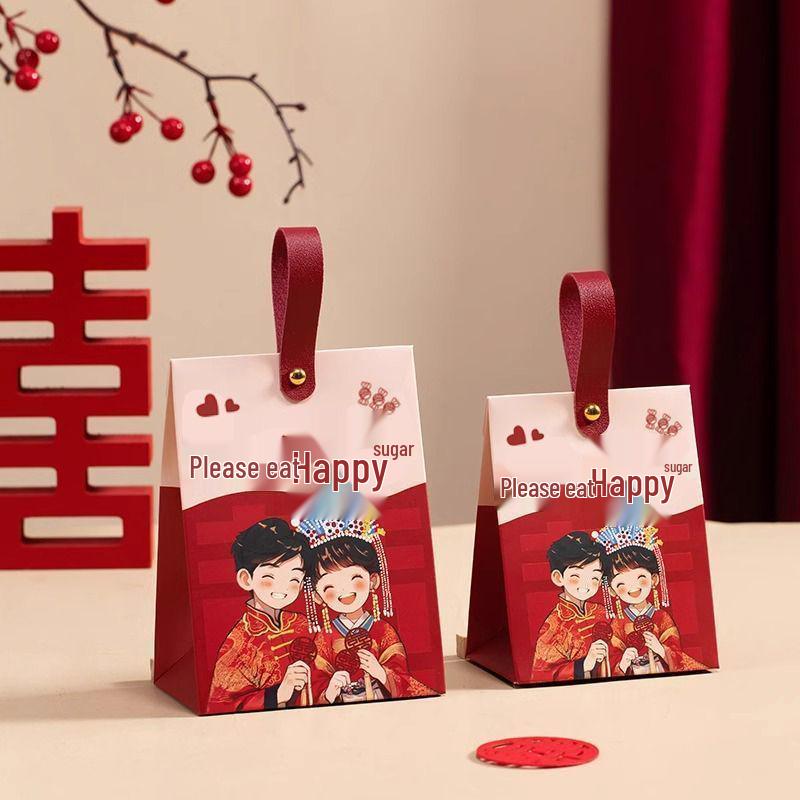 

Свадебная подарочная коробка для конфет и набор пакетов для комплиментов Eat Candy + PU Handle Small