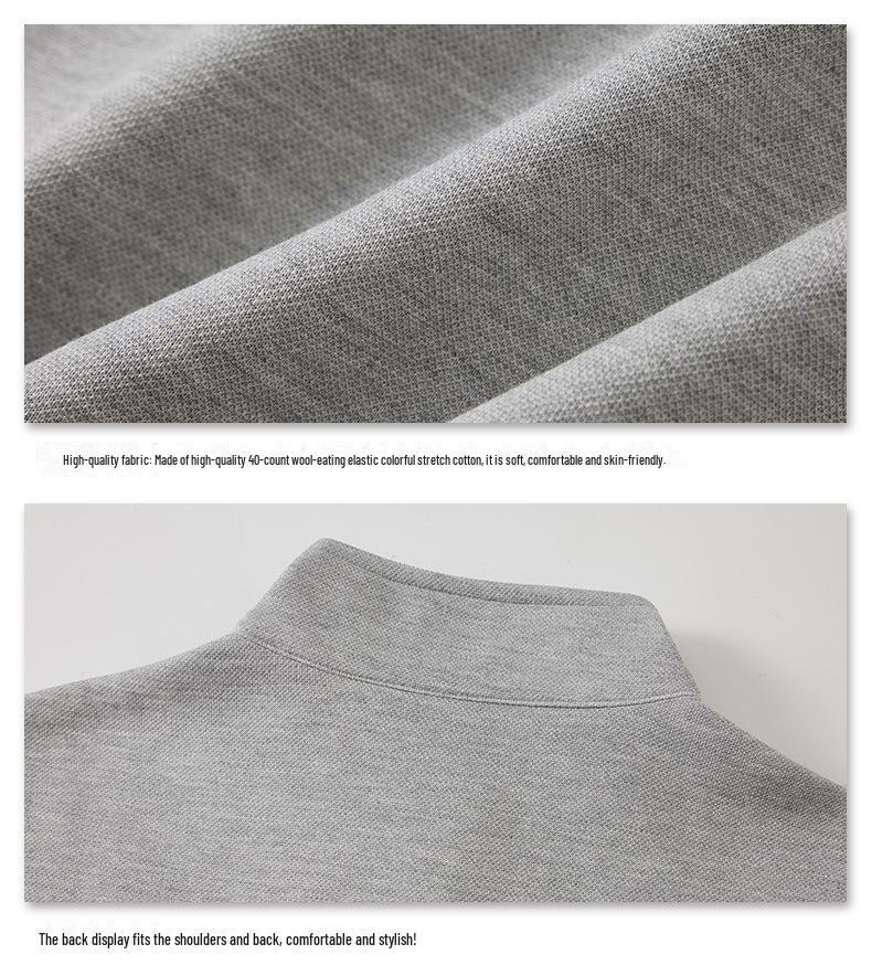 2024 Men's Plus Size Stand Collar Long Sleeve Polo Shirt with Zipper