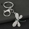 Simple Style Pendant Bag Rhinestones Dragonfly Charm Zinc Alloy Keychain Sweet Girl Electroplated Finish Easy Hang Lobster Clasp Key Holder Durable