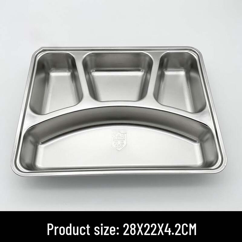 304 Stainless Steel Divided Rectangular Food Tray with Plastic Lid