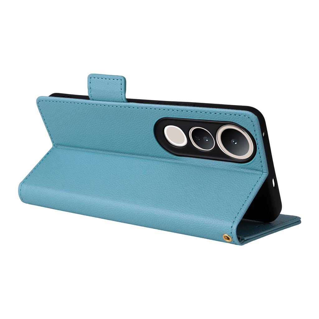 For Vivo V50 Lite 4G/5G Case with Wrist Strap Litchi Texture PU Leather Wallet Phone Cover