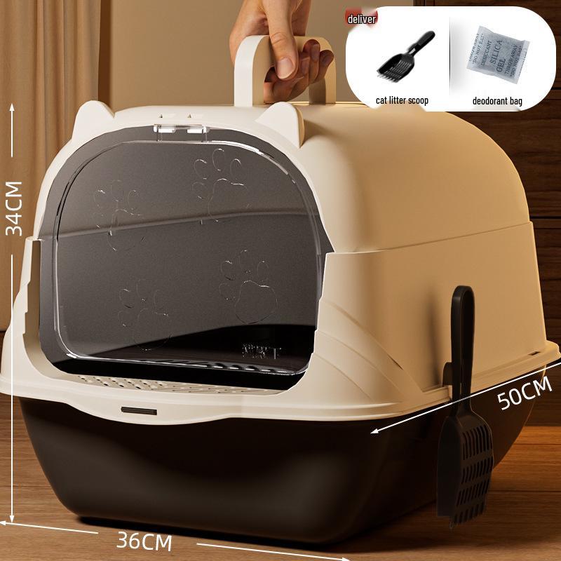 Caja de Arena para Gatos Extra Grande a Prueba de Olores Cerrada con Bandeja Anti-Salpicaduras Removible