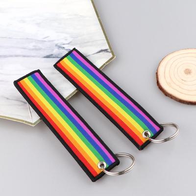 Rainbow Woven Label Keychain and ID Card Lanyard