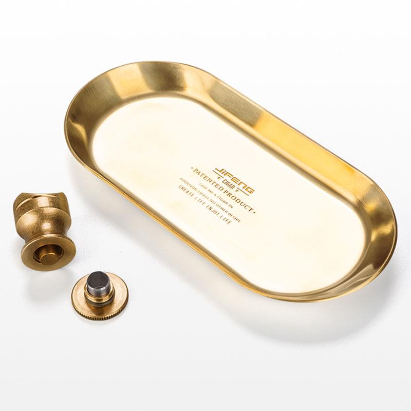 Antique Bronze Minimalist Two-Piece Stainless Steel Cigar Ashtray Set