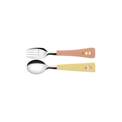 Tramontina Kids' Spoon & Fork Set, Baby Friends Cutlery, Dishwasher Safe, Antibacterial, 23797/905, Yellow and Orange